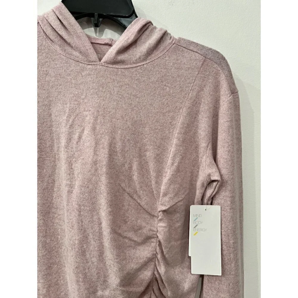 New Zella Size Girl's L (10/12) Soft Hoodie Shirt cinch ribbon front Stretchy